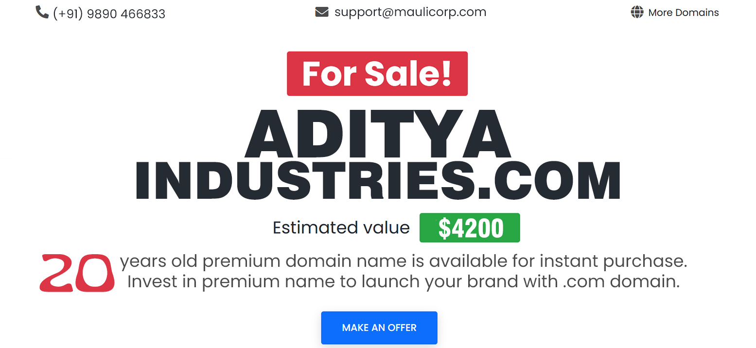 Domain for sale adityaindustries.com